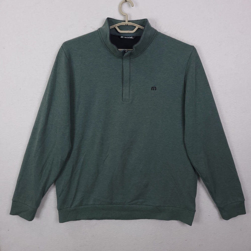 Travis Mathew Golf Sweater Quarter Zip Pullover Mens XXL Green Heathered